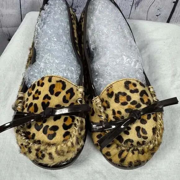 VOLOTILE Animal Print Flats Slip-On Leather Brown Tan Size 8 - Picture 3 of 8